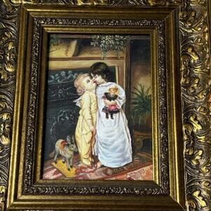 Maurice Ingres “Under The Mistletoe” Oil On Wood Ornate Barroque Gold Frame